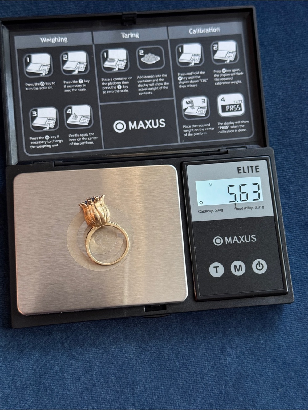 Stunning Rare - Vintage 14k Yellow gold Sapphire And Diamond Tulip Ring - Picture 9 of 10
